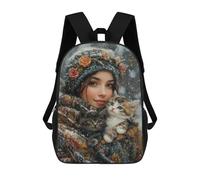 sinyumoney Sac À Dos Enfant 17 Pouces Imprimé En 3D, Motif Dessin Animé Winter Cozy Cats, Idéal Pour Les Voyages, Les Livres Et L'école.