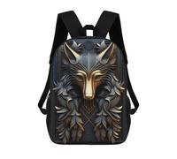 sinyumoney Sac À Dos Enfant 17 Pouces Imprimé En 3D, Motif Dessin Animé Wolf Gold Relief Deco, Idéal Pour Les Voyages, Les Livres Et L'école.