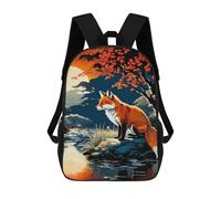 sinyumoney Sac À Dos Enfant 17 Pouces Imprimé En 3D, Motif Dessin Animé Wolf Moon Landscape, Idéal Pour Les Voyages, Les Livres Et L'école.