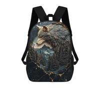 sinyumoney Sac À Dos Enfant 17 Pouces Imprimé En 3D, Motif Dessin Animé Wolf Mountain Landscape, Idéal Pour Les Voyages, Les Livres Et L'école.