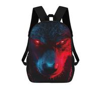 sinyumoney Sac À Dos Enfant 17 Pouces Imprimé En 3D, Motif Dessin Animé Wolf with Glowing Red Eyes, Idéal Pour Les Voyages, Les Livres Et L'école.