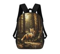 sinyumoney Sac À Dos Enfant A Fox in The Forest Sac À Dos Scolaire 3D Sac À Dos Scolaire Pour Enfants Sacs D'école Sac À Dos Tendance Avec Poche Sacs À Livres 17inch
