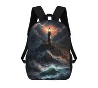 sinyumoney Sac À Dos Enfant A Lighthouse in A Storm V5 Sac À Dos Scolaire 3D Sac À Dos Scolaire Pour Enfants Sacs D'école Sac À Dos Tendance Avec Poche Sacs À Livres 17inch