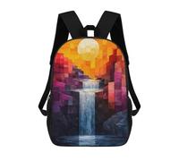 sinyumoney Sac À Dos Enfant Abstract Waterfall Landscape with Geometric Style Sac À Dos Scolaire 3D Sac À Dos Scolaire Pour Enfants Sacs D'école Sac À Dos Tendance Avec Poche Sacs À Livres 17inch