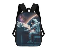 sinyumoney Sac À Dos Enfant Astronaut Playing Piano in Space -1 Sac À Dos Scolaire 3D Sac À Dos Scolaire Pour Enfants Sacs D'école Sac À Dos Tendance Avec Poche Sacs À Livres 17inch
