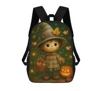 sinyumoney Sac À Dos Enfant Autumn Witch Doll Pumpkins Sac À Dos Scolaire 3D Sac À Dos Scolaire Pour Enfants Sacs D'école Sac À Dos Tendance Avec Poche Sacs À Livres 17inch