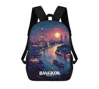 sinyumoney Sac À Dos Enfant Bangkok Thailand Cityscape at Sunset Sac À Dos Scolaire 3D Sac À Dos Scolaire Pour Enfants Sacs D'école Sac À Dos Tendance Avec Poche Sacs À Livres 17inch