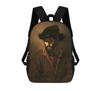 sinyumoney Sac À Dos Enfant Bearded Man Wearing A Hat Sac À Dos Scolaire 3D Sac À Dos Scolaire Pour Enfants Sacs D'école Sac À Dos Tendance Avec Poche Sacs À Livres 17inch