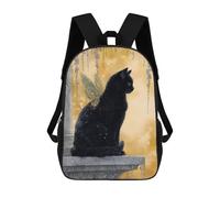 sinyumoney Sac À Dos Enfant Black Cat Fairy with Golden Wings Sac À Dos Scolaire 3D Sac À Dos Scolaire Pour Enfants Sacs D'école Sac À Dos Tendance Avec Poche Sacs À Livres 17inch