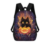 sinyumoney Sac À Dos Enfant Black Cat & Jack-o-Lantern Sac À Dos Scolaire 3D Sac À Dos Scolaire Pour Enfants Sacs D'école Sac À Dos Tendance Avec Poche Sacs À Livres 17inch