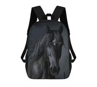 sinyumoney Sac À Dos Enfant Black Horse Sac À Dos Scolaire 3D Sac À Dos Scolaire Pour Enfants Sacs D'école Sac À Dos Tendance Avec Poche Sacs À Livres 17inch