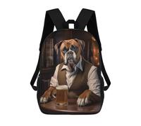 sinyumoney Sac À Dos Enfant Boxer Dog in The Pub Sac À Dos Scolaire 3D Sac À Dos Scolaire Pour Enfants Sacs D'école Sac À Dos Tendance Avec Poche Sacs À Livres 17inch