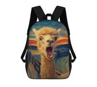 sinyumoney Sac À Dos Enfant, Cartable Alpaca Art Print The Scream Parody Sac À Dos Grande Capacité Pour Élèves, Garçons, Filles, Adultes Et Adolescents 17inch