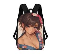 sinyumoney Sac À Dos Enfant, Cartable Anime Girl in Kimono Sac À Dos Grande Capacité Pour Élèves, Garçons, Filles, Adultes Et Adolescents 17inch