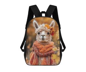 sinyumoney Sac À Dos Enfant, Cartable Autumnal Alpaca with Leaf Crown Sac À Dos Grande Capacité Pour Élèves, Garçons, Filles, Adultes Et Adolescents 17inch