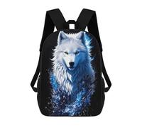 sinyumoney Sac À Dos Enfant, Cartable Blue Wolf Splash Art Sac À Dos Grande Capacité Pour Élèves, Garçons, Filles, Adultes Et Adolescents 17inch