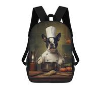 sinyumoney Sac À Dos Enfant, Cartable Boston Terrier Chef Sac À Dos Grande Capacité Pour Élèves, Garçons, Filles, Adultes Et Adolescents 17inch