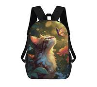 sinyumoney Sac À Dos Enfant, Cartable Cat Butterfly Garden Fantasy Sac À Dos Grande Capacité Pour Élèves, Garçons, Filles, Adultes Et Adolescents 17inch