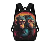 sinyumoney Sac À Dos Enfant, Cartable Chimpanzee Yin Yang Artwork Sac À Dos Grande Capacité Pour Élèves, Garçons, Filles, Adultes Et Adolescents 17inch
