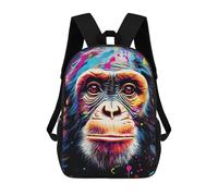 sinyumoney Sac À Dos Enfant, Cartable Colorful Chimpanzee Portrait-8 Sac À Dos Grande Capacité Pour Élèves, Garçons, Filles, Adultes Et Adolescents 17inch