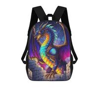 sinyumoney Sac À Dos Enfant, Cartable Colorful Dragon on Castle Wall Sac À Dos Grande Capacité Pour Élèves, Garçons, Filles, Adultes Et Adolescents 17inch