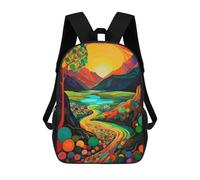 sinyumoney Sac À Dos Enfant, Cartable Colorful Fantasy Landscape -8 Sac À Dos Grande Capacité Pour Élèves, Garçons, Filles, Adultes Et Adolescents 17inch