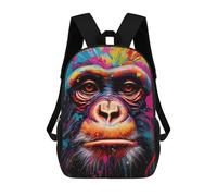 sinyumoney Sac À Dos Enfant, Cartable Colorful Gorilla Portrait-4 Sac À Dos Grande Capacité Pour Élèves, Garçons, Filles, Adultes Et Adolescents 17inch