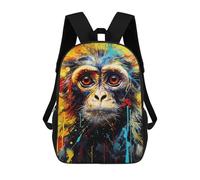 sinyumoney Sac À Dos Enfant, Cartable Colorful Monkey Portrait -2 Sac À Dos Grande Capacité Pour Élèves, Garçons, Filles, Adultes Et Adolescents 17inch