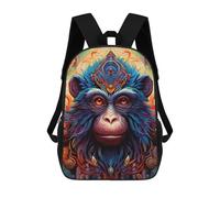 sinyumoney Sac À Dos Enfant, Cartable Colorful Monkey Portrait -6 Sac À Dos Grande Capacité Pour Élèves, Garçons, Filles, Adultes Et Adolescents 17inch
