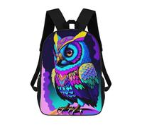 sinyumoney Sac À Dos Enfant, Cartable Colorful Neon Owl Artwork Sac À Dos Grande Capacité Pour Élèves, Garçons, Filles, Adultes Et Adolescents 17inch