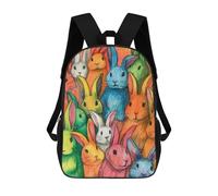 sinyumoney Sac À Dos Enfant, Cartable Colorful Rabbit Collage Sac À Dos Grande Capacité Pour Élèves, Garçons, Filles, Adultes Et Adolescents 17inch