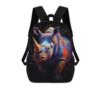 sinyumoney Sac À Dos Enfant, Cartable Colorful Rhino Portrait Sac À Dos Grande Capacité Pour Élèves, Garçons, Filles, Adultes Et Adolescents 17inch