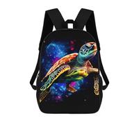 sinyumoney Sac À Dos Enfant, Cartable Colorful Sea Turtle in Space Sac À Dos Grande Capacité Pour Élèves, Garçons, Filles, Adultes Et Adolescents 17inch