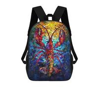 sinyumoney Sac À Dos Enfant, Cartable Colorful Stained Glass Lobster Art Sac À Dos Grande Capacité Pour Élèves, Garçons, Filles, Adultes Et Adolescents 17inch
