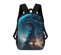 sinyumoney Sac À Dos Enfant, Cartable Dragon Castle Moonlit Night Sac À Dos Grande Capacité Pour Élèves, Garçons, Filles, Adultes Et Adolescents 17inch
