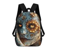 sinyumoney Sac À Dos Enfant, Cartable Floral Skull Face Art Sac À Dos Grande Capacité Pour Élèves, Garçons, Filles, Adultes Et Adolescents 17inch