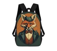 sinyumoney Sac À Dos Enfant, Cartable Fox Gentleman Animal Art Sac À Dos Grande Capacité Pour Élèves, Garçons, Filles, Adultes Et Adolescents 17inch