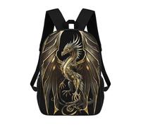 sinyumoney Sac À Dos Enfant, Cartable Golden Winged Dragon Artwork Sac À Dos Grande Capacité Pour Élèves, Garçons, Filles, Adultes Et Adolescents 17inch