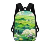 sinyumoney Sac À Dos Enfant, Cartable Green Fields And White Flowers Sac À Dos Grande Capacité Pour Élèves, Garçons, Filles, Adultes Et Adolescents 17inch