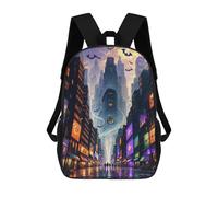 sinyumoney Sac À Dos Enfant, Cartable Halloween Cityscape Sac À Dos Grande Capacité Pour Élèves, Garçons, Filles, Adultes Et Adolescents 17inch