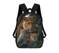 sinyumoney Sac À Dos Enfant, Cartable Leopard Family in Amazon Rainforest-1 Sac À Dos Grande Capacité Pour Élèves, Garçons, Filles, Adultes Et Adolescents 17inch