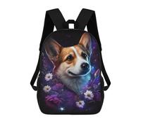 sinyumoney Sac À Dos Enfant, Cartable Magical Corgi with Flowers -2 Sac À Dos Grande Capacité Pour Élèves, Garçons, Filles, Adultes Et Adolescents 17inch