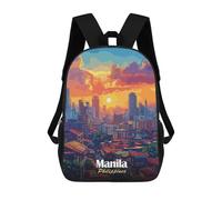 sinyumoney Sac À Dos Enfant, Cartable Manila Philippines Cityscape at Sunset Sac À Dos Grande Capacité Pour Élèves, Garçons, Filles, Adultes Et Adolescents 17inch