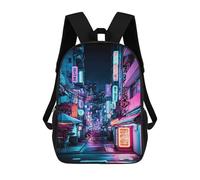 sinyumoney Sac À Dos Enfant, Cartable Neon Cityscape-98 Sac À Dos Grande Capacité Pour Élèves, Garçons, Filles, Adultes Et Adolescents 17inch