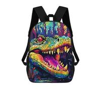 sinyumoney Sac À Dos Enfant, Cartable Rainbow Crocodile in The Jungle Sac À Dos Grande Capacité Pour Élèves, Garçons, Filles, Adultes Et Adolescents 17inch