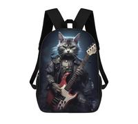 sinyumoney Sac À Dos Enfant, Cartable Rock Star Cat with Guitar Sac À Dos Grande Capacité Pour Élèves, Garçons, Filles, Adultes Et Adolescents 17inch