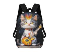sinyumoney Sac À Dos Enfant, Cartable Rock Star Kitten Guitar -4 Sac À Dos Grande Capacité Pour Élèves, Garçons, Filles, Adultes Et Adolescents 17inch