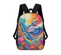 sinyumoney Sac À Dos Enfant, Cartable Shark in A Rainbow Wave Sac À Dos Grande Capacité Pour Élèves, Garçons, Filles, Adultes Et Adolescents 17inch