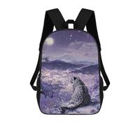 sinyumoney Sac À Dos Enfant, Cartable Snow Leopard Moonlit Cityscape Sac À Dos Grande Capacité Pour Élèves, Garçons, Filles, Adultes Et Adolescents 17inch