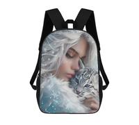 sinyumoney Sac À Dos Enfant, Cartable Snowflake Serenity White Tiger Cub Sac À Dos Grande Capacité Pour Élèves, Garçons, Filles, Adultes Et Adolescents 17inch